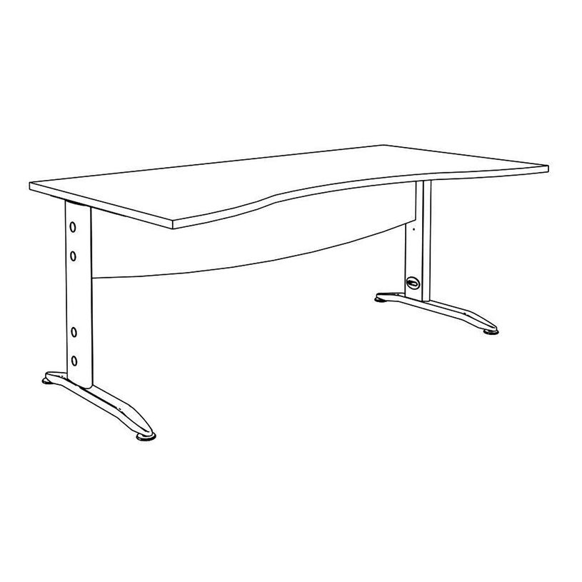3253310535367-Bureau double vague symétrique IDRA - L180 cm - Pied blanc - plateau imitation noyer-P_405152442_3-2