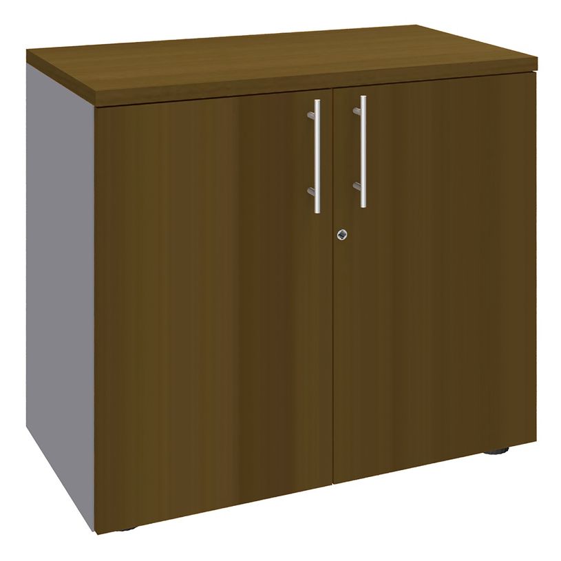 3253310274716-Armoire basse IDRA/DUAL - H72 x L80 x P47 - 2 portes - Corps alu - Dessus et portes imitat-P_405152521_1-0
