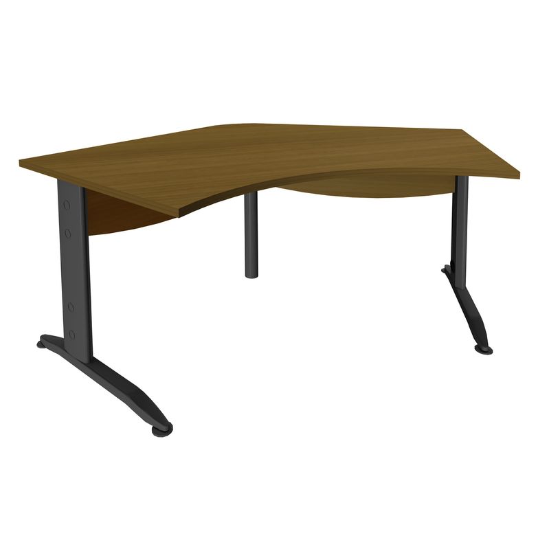 3253310491083-Bureau symétrique 120° IDRA - L185 cm - Pied anthracite - plateau imitation noyer-P_405152529_1-0