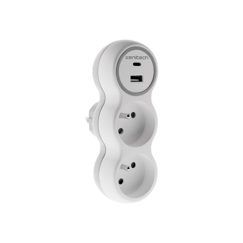 3545411907335-Zenitech - Biplite - 2 Chargeurs USB A+C - 16A+2.1A - Blanc-P_405152729_1-0