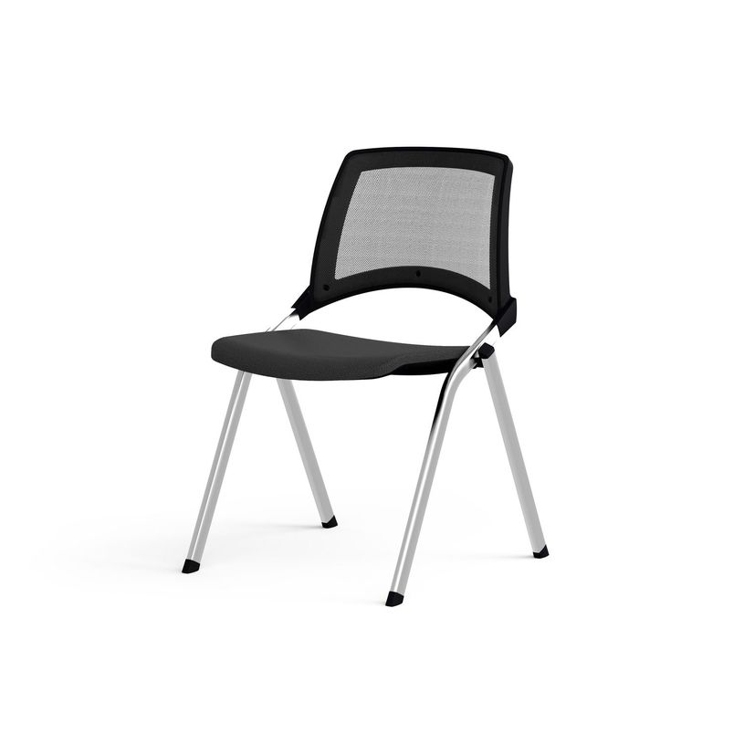 3617350000849-Chaise EMI - empilable par 10 - assise tissu gris orage - dos résille noir-P_405153324_1-0