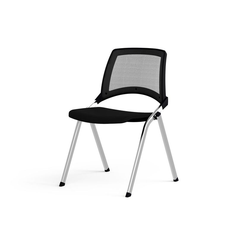 3617350000832-Chaise EMI - empilable par 10 - assise tissu noir - dos résille noir-P_405153325_1-0