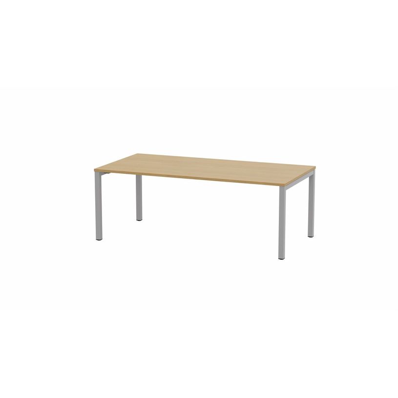 3617350003031-Table de réunion ARIAL - L200 x P100 x H73,5 cm - plateau imitation chêne clair - pieds -P_405153506_1-0