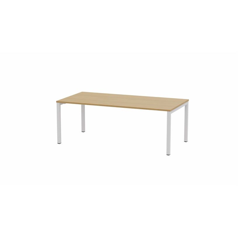 3617350003017-Table de réunion ARIAL - L200 x P100 x H73,5 cm - plateau imitation chêne clair - pieds -P_405153508_1-0