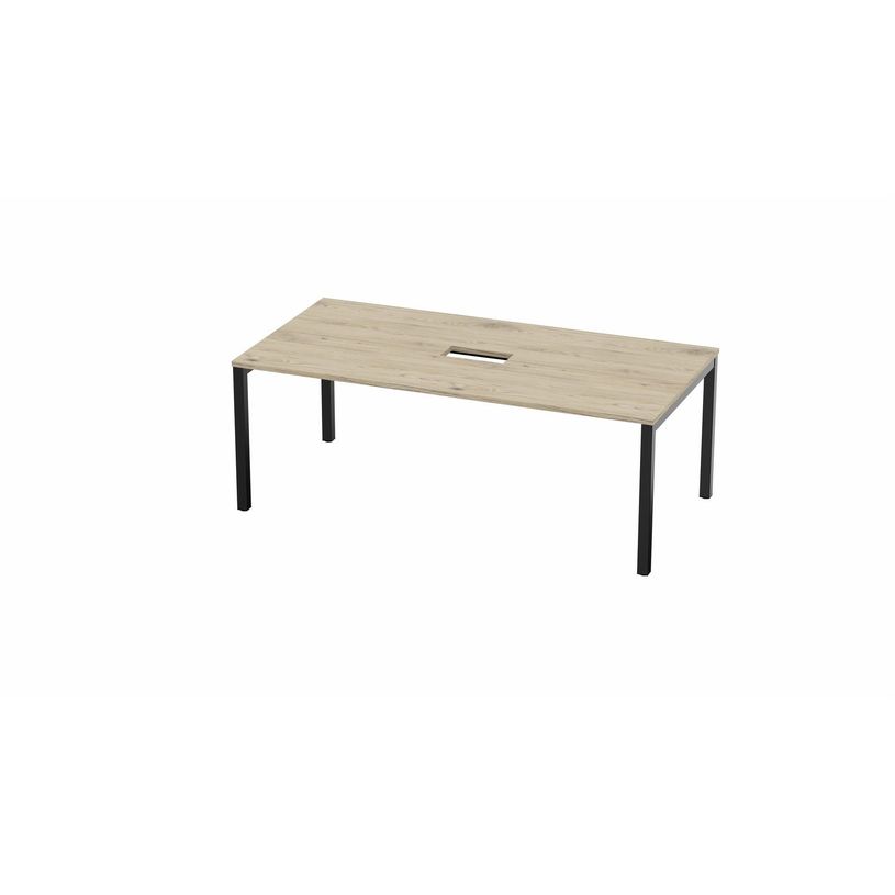 3617350002249-Table de réunion ARIAL - L200 x P100 cm - plateau imitation chêne brunswick - pieds noirs (tra-P_405153522_1-0