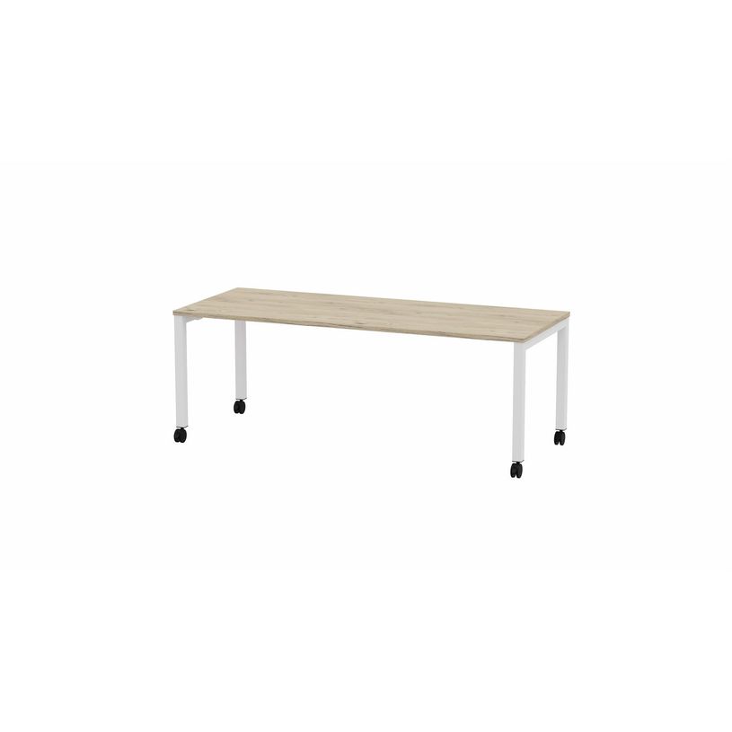 3617350002591-Table de réunion mobile ARIAL - L200 x P80 cm - plateau imitation chêne brunswick - pied-P_405153541_1-0