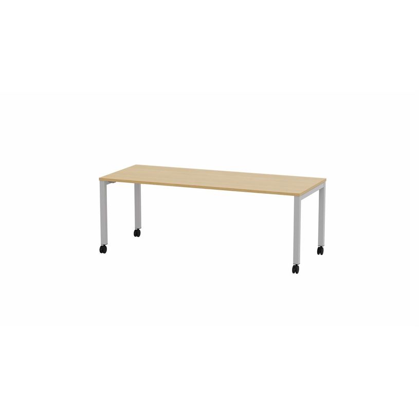 3617350002409-Table de réunion mobile ARIAL - L200 x P100 cm - plateau imitation chêne clair - pieds g-P_405153560_1-0