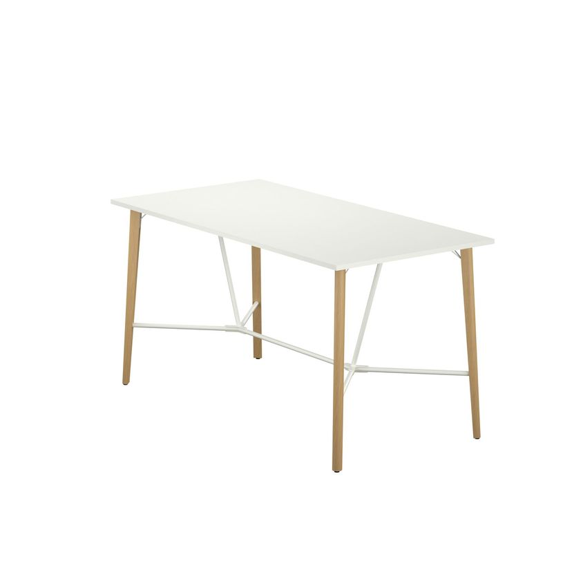 3617350004014-Table de réunion haute ROBIN - L200 x P100 x H104,5 cm - plateau blanc - pieds en hêtre -P_405153596_1-0