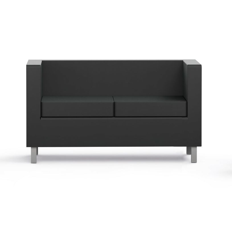 3617350000818-Canapé pour accueil GALWAY - 2 places - L128 x P62 x H72 cm - revêtement PU - noir-P_405153835_1-0