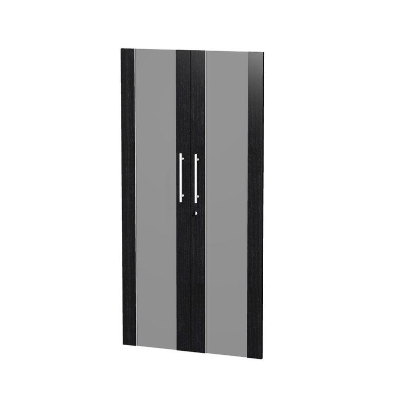 7331920003875-Jeu de 2 portes vitrées - pour bibliothèque 4 étagères FLORA - L80 x H153,8 cm - imita-P_405154454_1-0