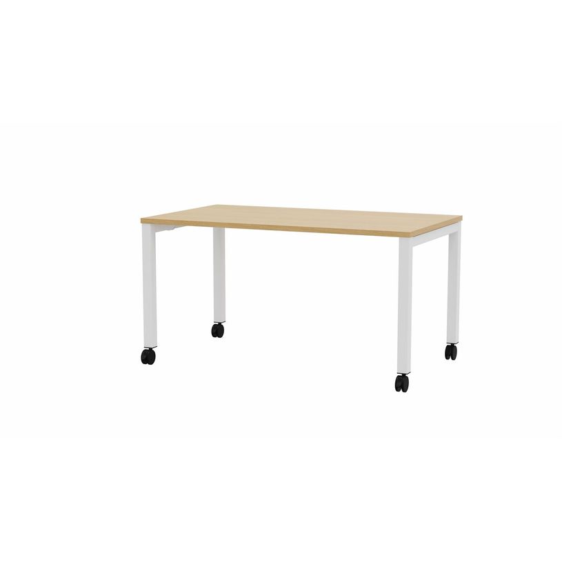 3617350006162-Table de réunion mobile ARIAL - L120 x P80 cm - plateau imitation chêne clair - pieds bl-P_405155108_1-0