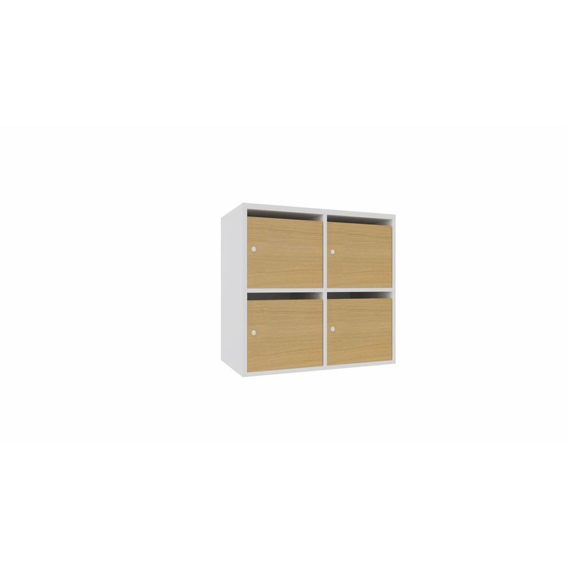 3617350006131-Vestiaire CAMILLE 4 cases - fermeture à clef - H75,5 x L80,7 x P43,2 cm - corps blanc neige --P_405155109_1-0
