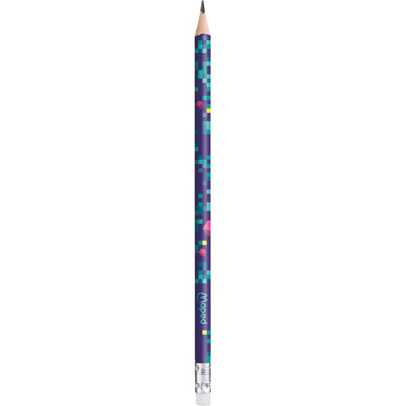 3154148518174-Maped Pixel Party - Crayon graphite recyclé HB (40% de matière recyclée) - embout gomme - dispo-P_405157929_1-0