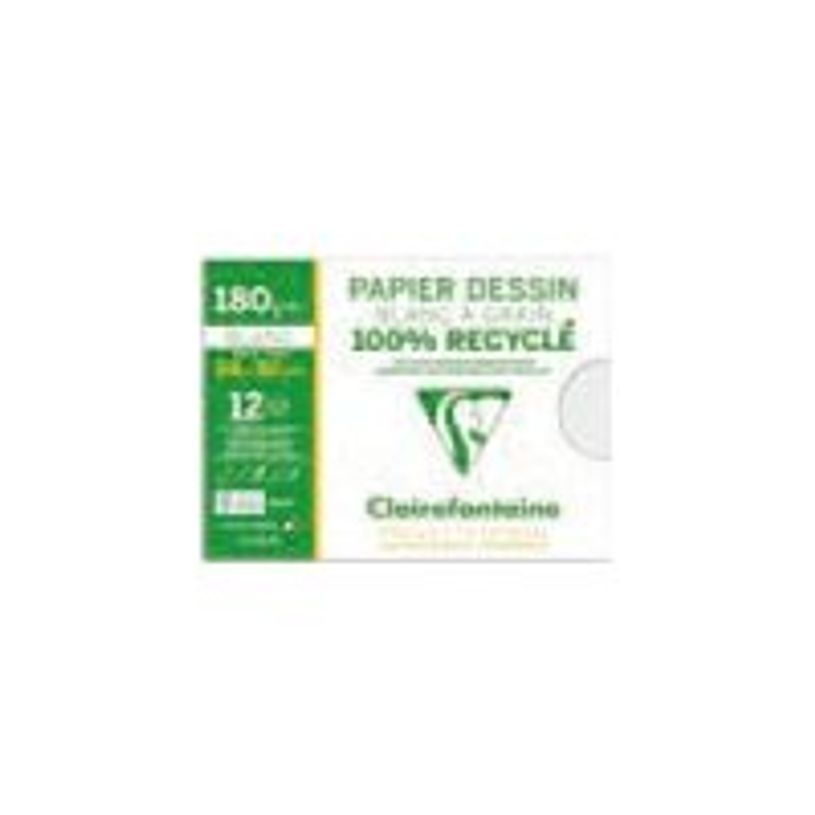 3329680961447-Clairefontaine - Pochette papier à dessin recyclé - 12 feuilles - 24 x 32 cm - 180 gr - -P_405158036_1-0