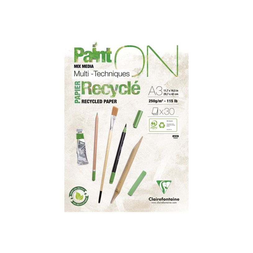 3329689757423-Clairefontaine Paint On - Bloc de dessin encollé - A3 - 30 feuilles - 250 gr-P_405158047_1-0
