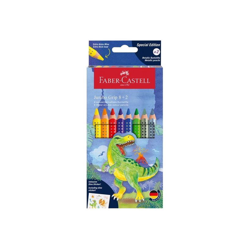 4005401109228-Faber-Castell Jumbo Grip - 10 crayons de couleur - dinosaure-P_405158082_1-0
