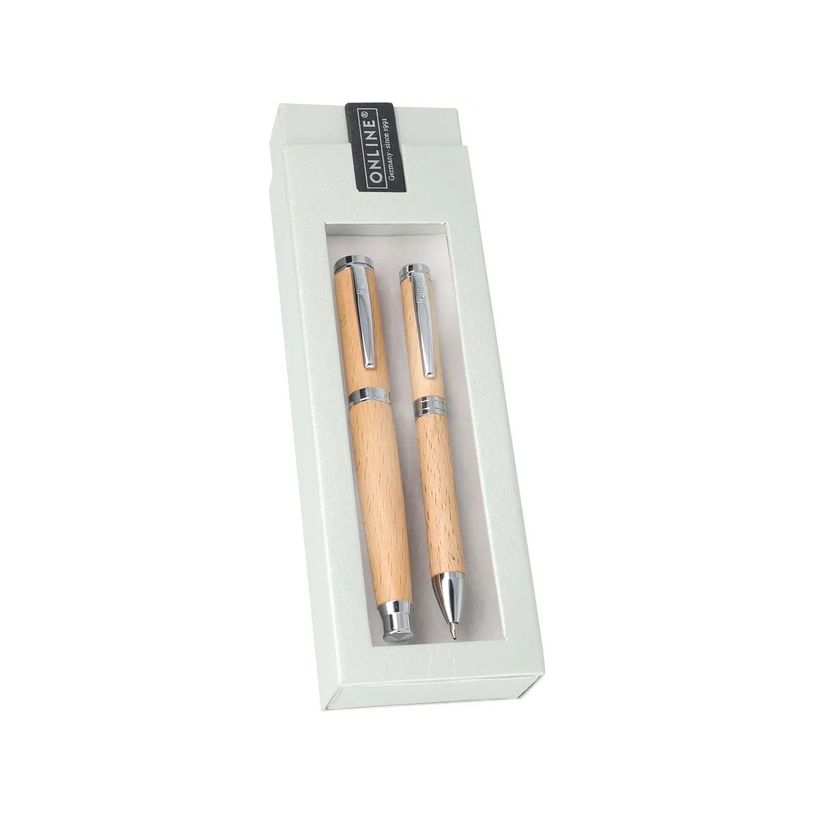 4014421311764-Online Nature Style - Parure de stylo plume et stylo à bille - bois de hêtre-P_405158457_1-0