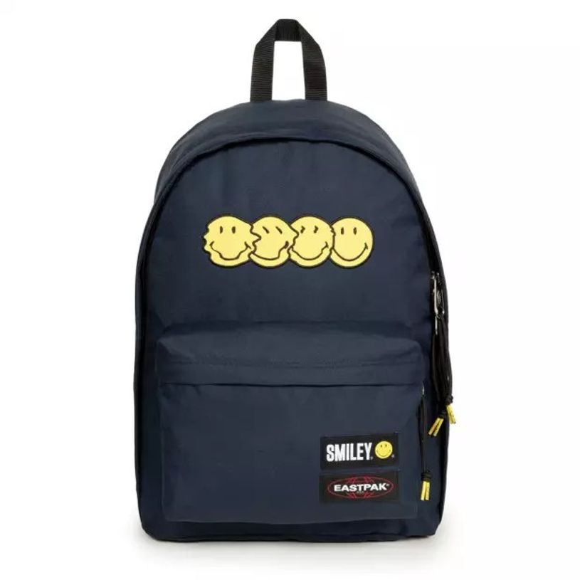 0196009489615-EASTPAK Out Of Office - Sac à dos Smiley patch marine avec compartiment pour ordinateur p-P_405159538_1-0