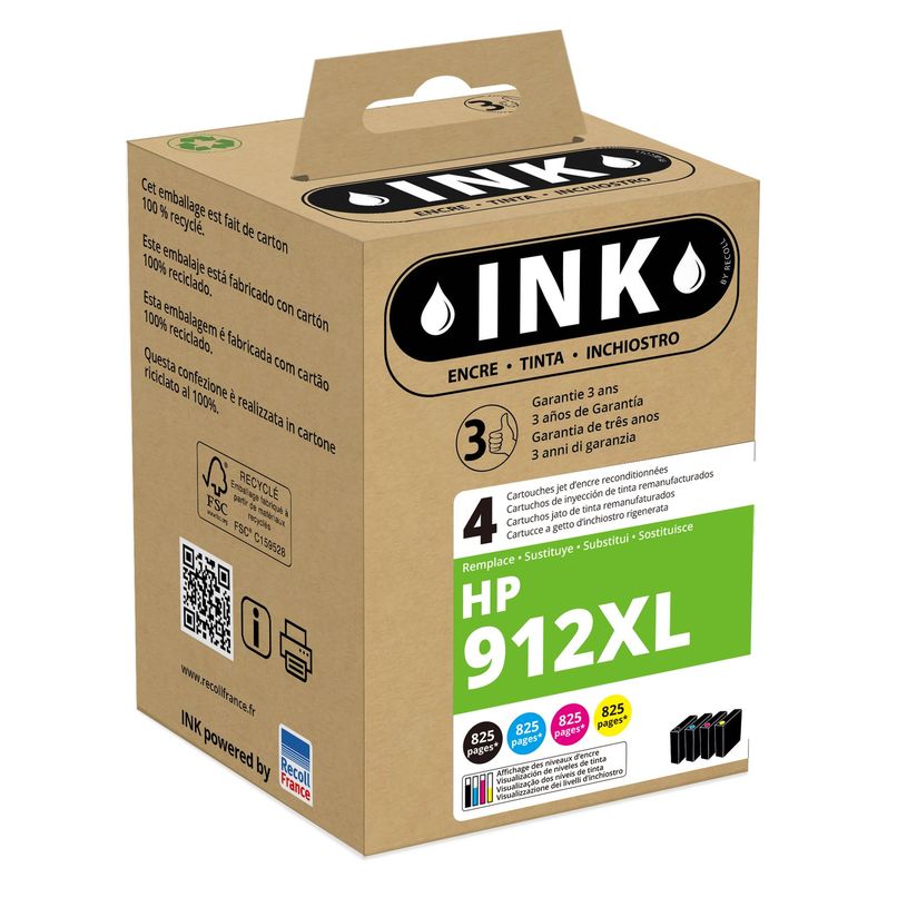 8720282008915-Cartouche compatible HP 912XL - pack de 2 - noir, cyan, magenta, jaune - Ink-P_405160688_1-0