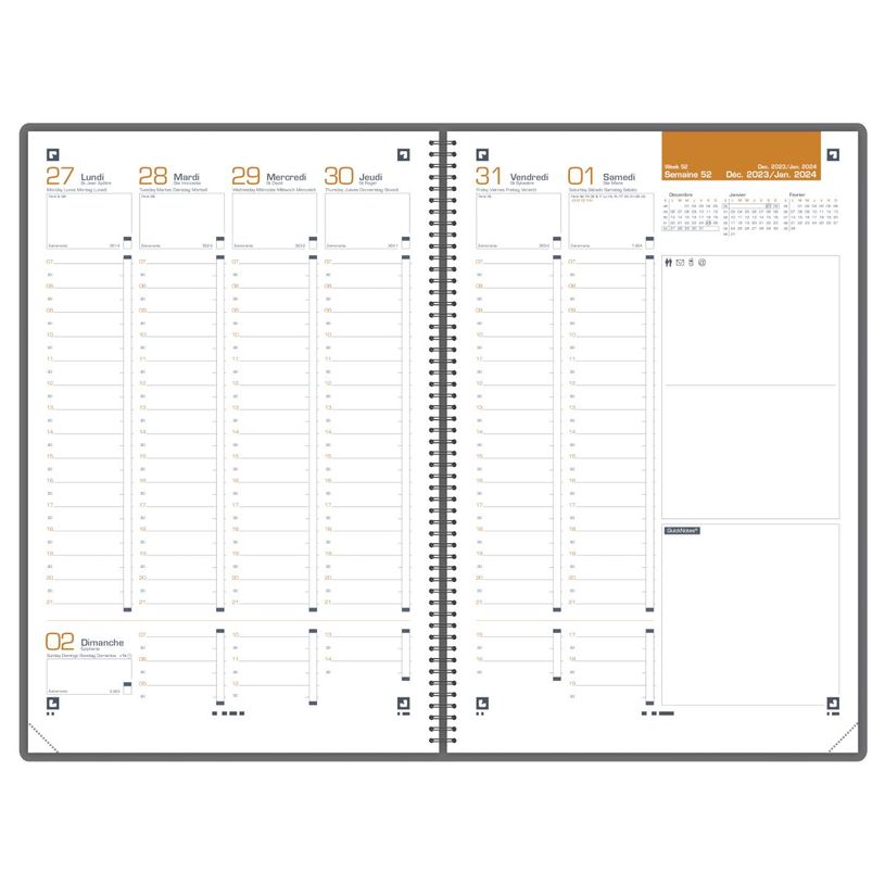 3147280283055-Agenda Oxford International - 16 mois - 1 semaine sur 2 pages - 21x29,7 cm - Colori Noir --P_405161816_3-1