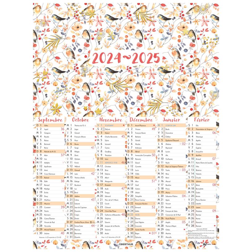 3664447167848-Calendrier Aquarelle - 6 mois par face - 32 x 42 cm - Oberthur-P_405161958_1-0