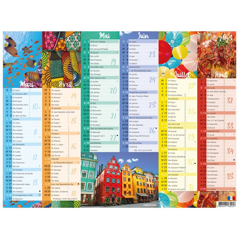 3664447165264-Calendrier Color Story - 6 mois par face - 40,5 x 55 cm - Oberthur-P_405161988_1-0
