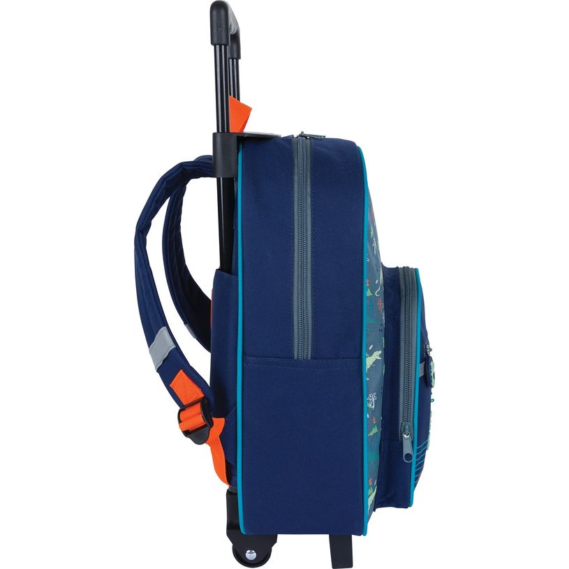 3664447172255-Sac maternelle à roulettes Dino - 1 compartiment - bleu et gris - Oberthur-P_405162368_3-2
