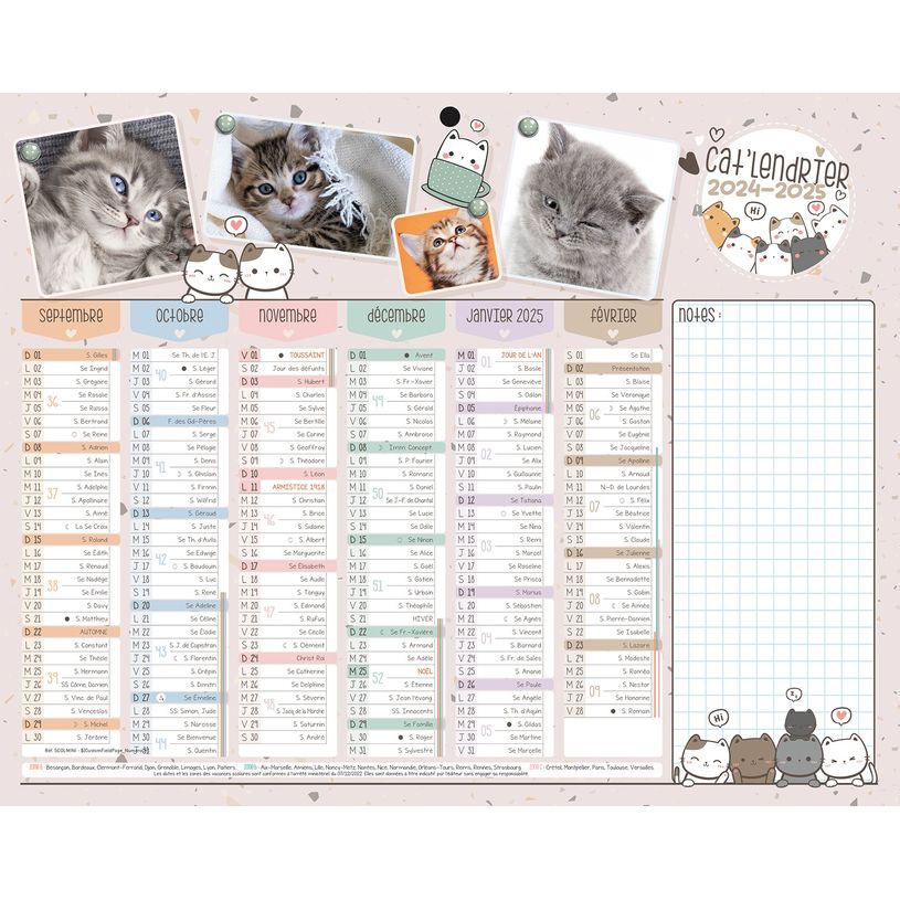 3592930023947-Calendrier Chatons - 6 mois par face - 21 x 26,5 cm - Bouchut-P_405162585_1-0