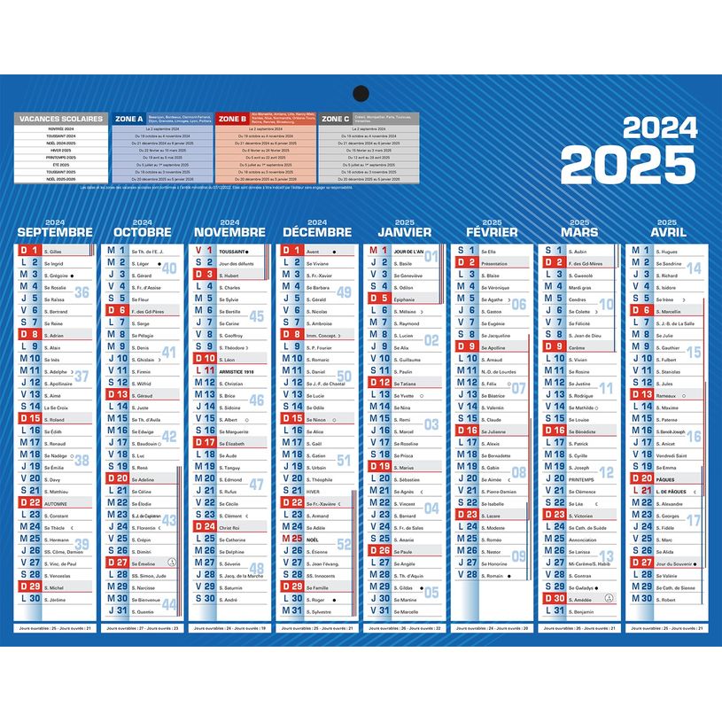 3592930023855-Calendrier bancaire 8 mois par face - 21 x 26,5 cm - bleu - Bouchut-P_405162589_1-0