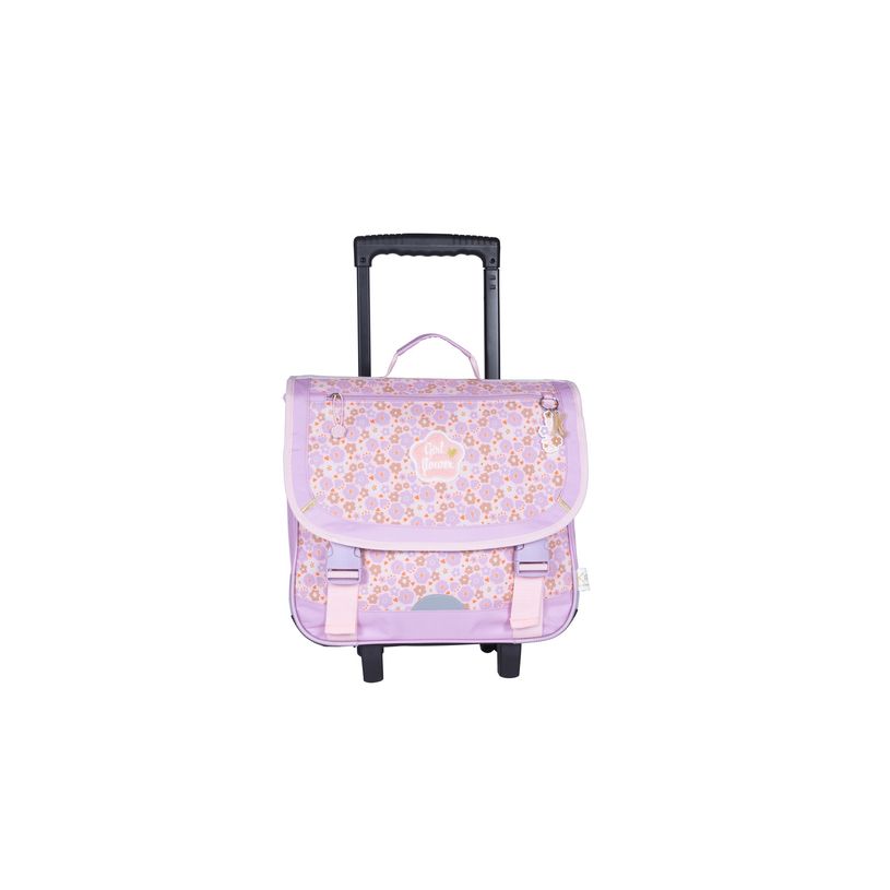 3661507024288-Cartable à roulettes KIP Prairie Fleurs - 2 compartiments - rose parme - Kid'Abord-P_405163692_1-0