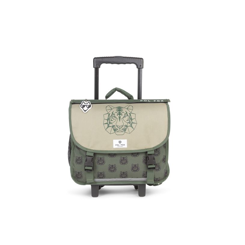 3663842008565-Cartable réversible à roulettes Tiger - 38 cm - 2 compartiments - vert - Pol Fox-P_405164585_2-1