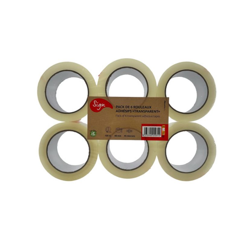 3173740250305-Sign - 6 Rubans adhésifs - 48 mm x 66 m - transparent-P_405164934_1-0