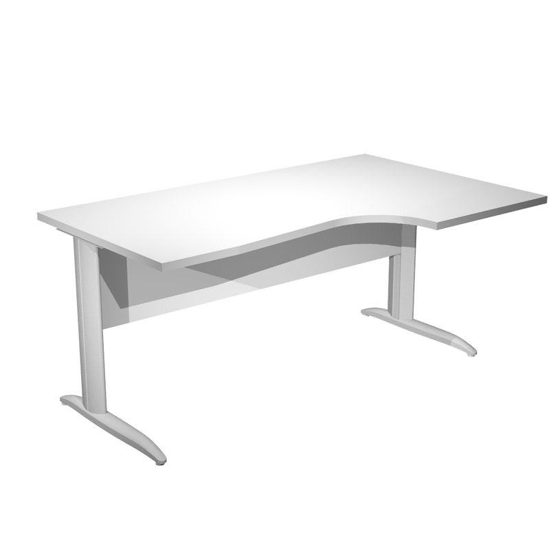 7331920000997-Bureau compact Trend - L160 cm - retour à droite - Pieds métals - plateau blanc - pied alu - (pied de renfort obligat-P_405165639_1-0