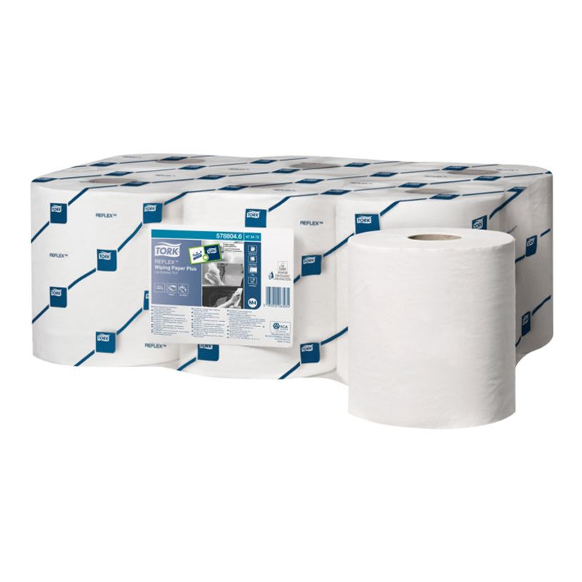 3133200063227-Tork Reflex Plus M4 - Lingettes nettoyantes - 450 feuilles - blanc - pack de 6-P_405165944_2-0