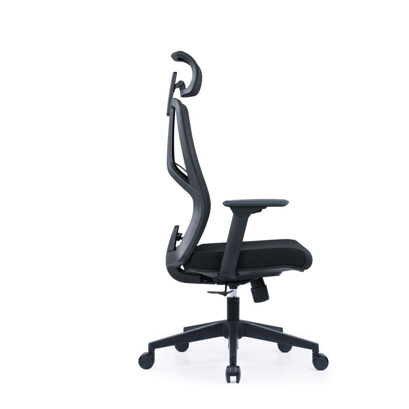 3700339992577-Fauteuil SYLVESTER - accoudoirs réglables - appui-tête intégré - noir-P_405167164_3-2
