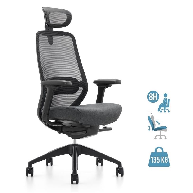 3700339994045-Fauteuil de bureau ZEBULON - accoudoirs réglables - appuie-tête réglable - noir-P_405167165_1-0