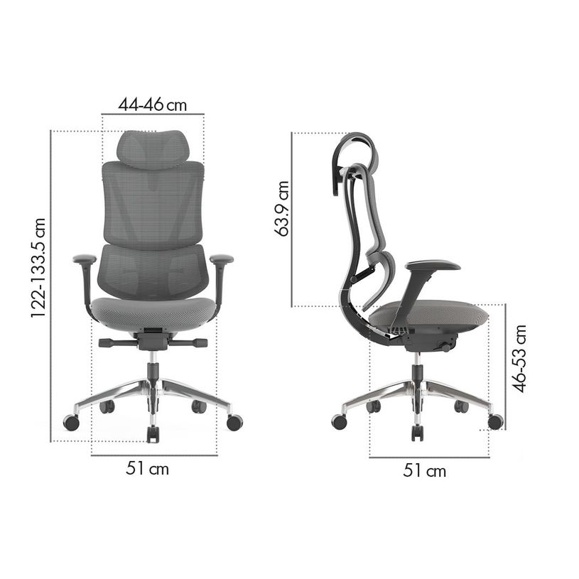 3760185021234-Fauteuil de bureau EGOSTAR Ultra - accoudoirs réglables - Appui-tête réglable - noir-P_405181438_6-5
