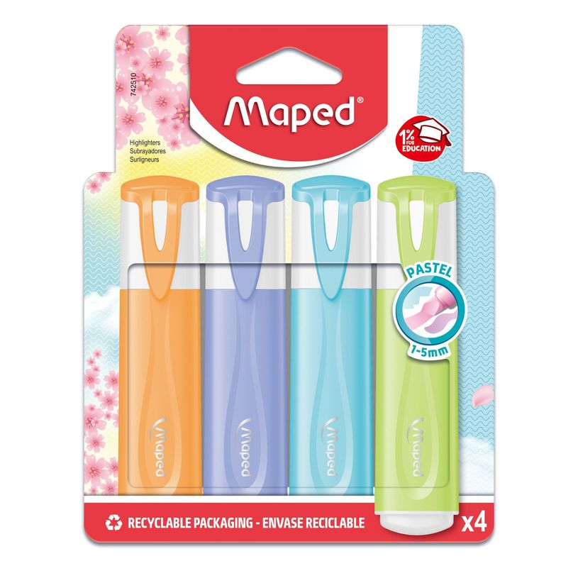 3154147425107-Maped Fluo'Peps Pastel - Pochette de 4 Surligneurs - couleurs assorties-P_405183955_2-0