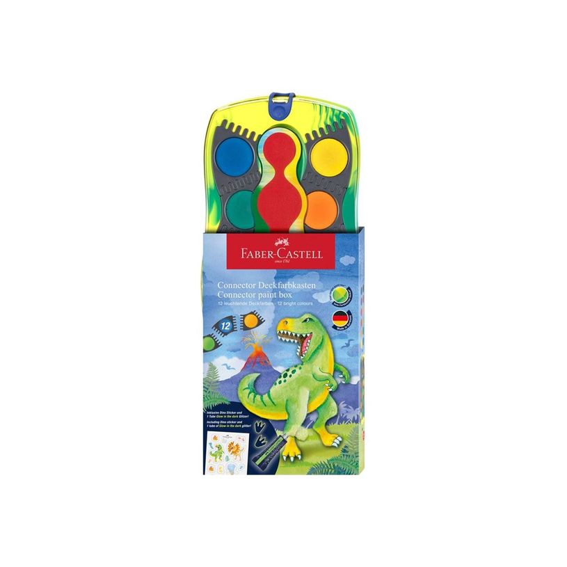 4005401250135-Faber-Castell CONNECTOR Dinosaur - Palette de peinture - 12 couleurs-P_405184312_1-0