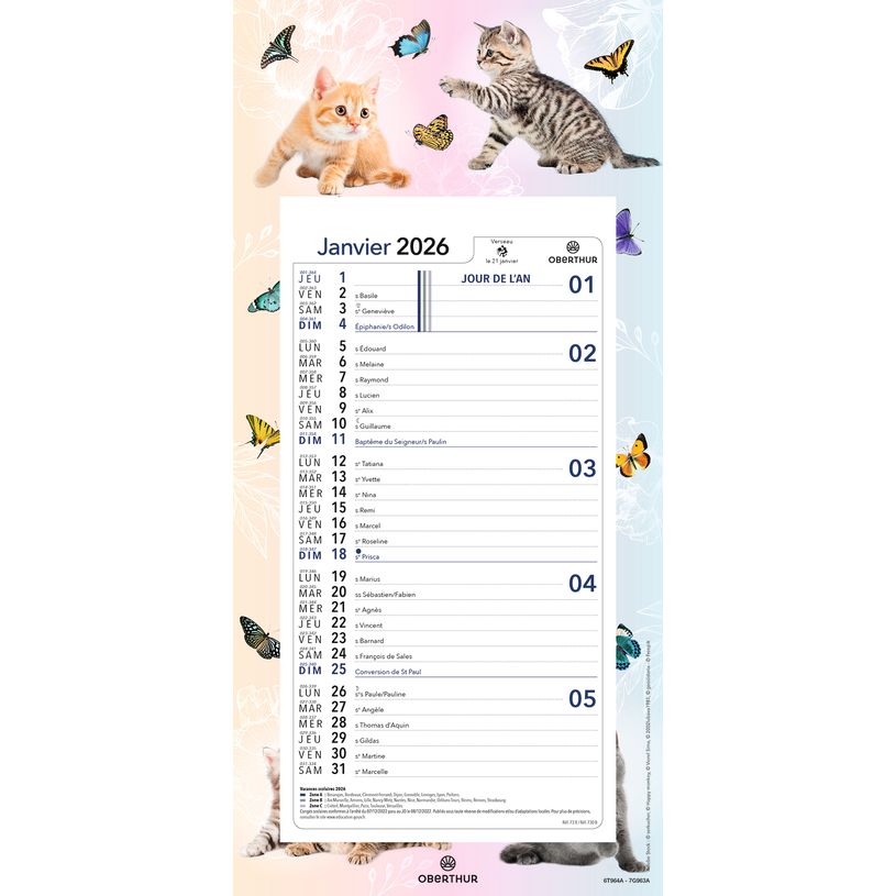 3664447209371-Calendrier mensuel en papier sur plaque nova - 16 x 33 cm - différents modèles disponibles - Oberthur--0