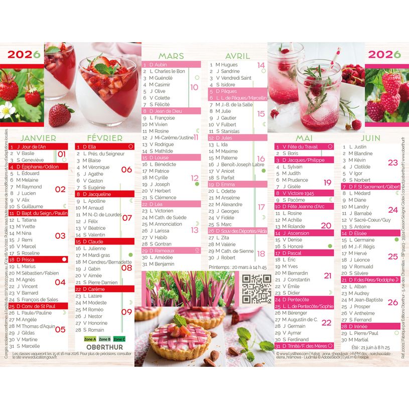3664447193458-Mini calendrier illustré - 6 mois par face - 13,5 x 17,5 cm - différents modèles disponibles - Obert--2