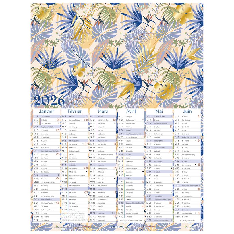 3664447193717-Calendrier Poster or - 6 mois par face - 32 x 42 cm - Oberthur--0
