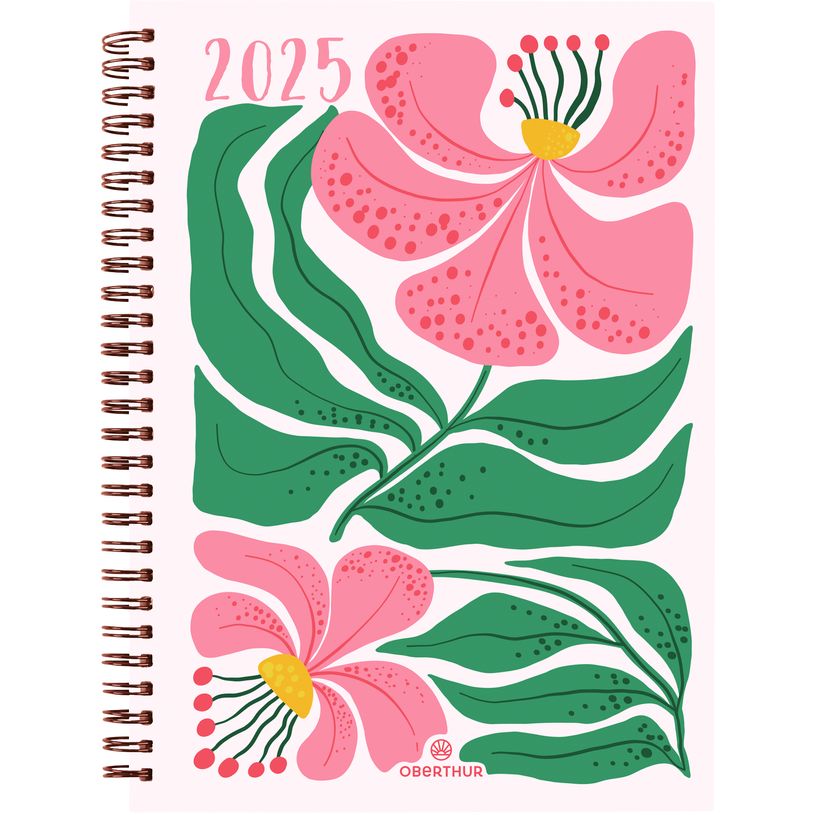 3664447208640-Agenda Flores - 1 semaine sur 2 pages - 15,5 x 21,5 cm - rose - Oberthur-P_405186294_1-0