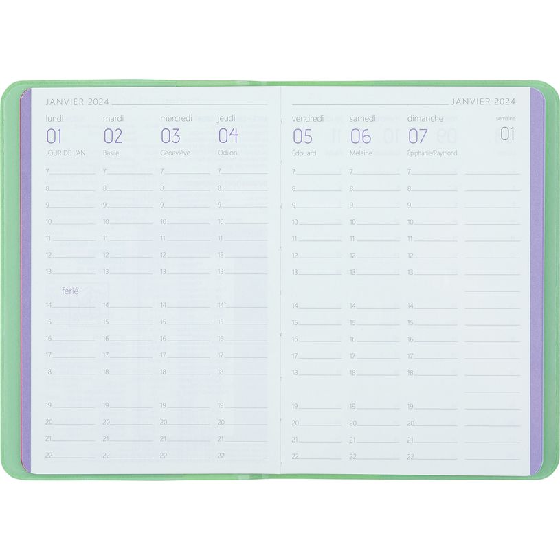 3664447205748-Agenda Colornote - 1 semaine sur 2 pages - 10 x 15 cm - vert pomme - Oberthur-P_405186355_2-1