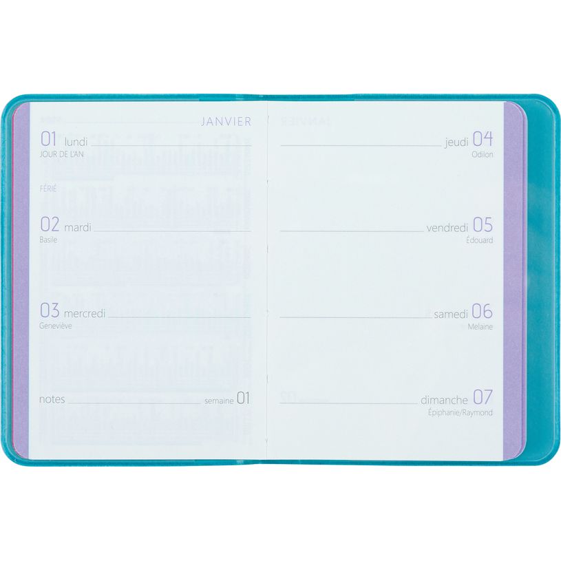 3664447205793-Agenda Colornote - 1 semaine sur 2 pages - 7,5 x 10,5 cm - bleu turquoise - Oberthur-P_405186360_2-1