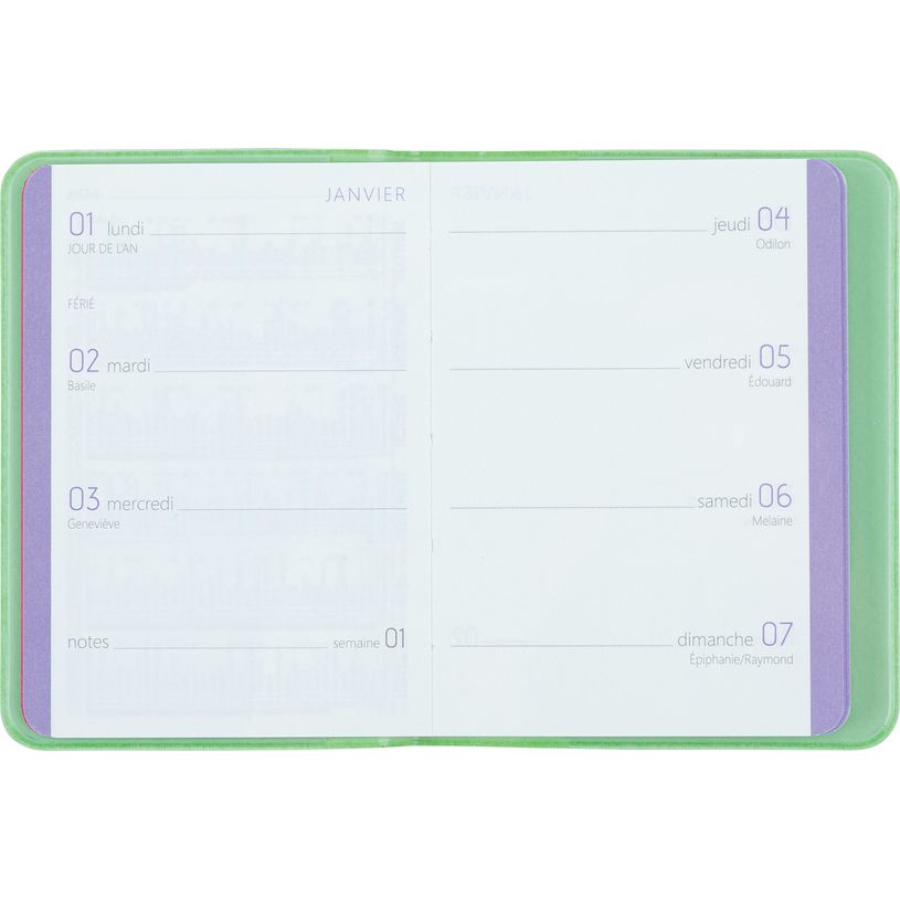3664447205809-Agenda Colornote - 1 semaine sur 2 pages - 7,5 x 10,5 cm - vert pomme - Oberthur-P_405186361_2-1