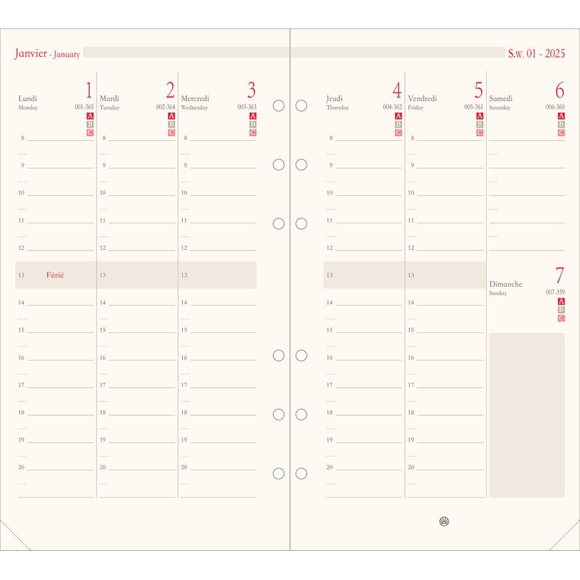 3664447203430-Oberthur - Recharge pour organiseur - 1 semaine sur 2 pages à la verticale - 9,5 x 19,5 c-P_405186416_1-0