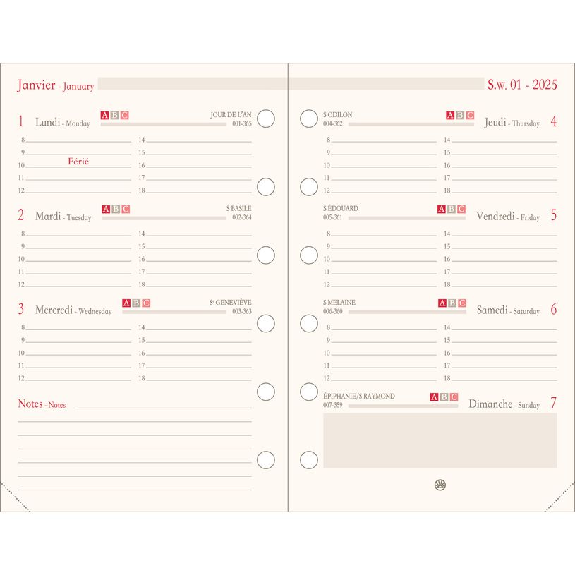 3664447203461-Oberthur - Recharge pour organiseur - 1 semaine sur 2 pages (semainier international) - 8 -P_405186418_1-0