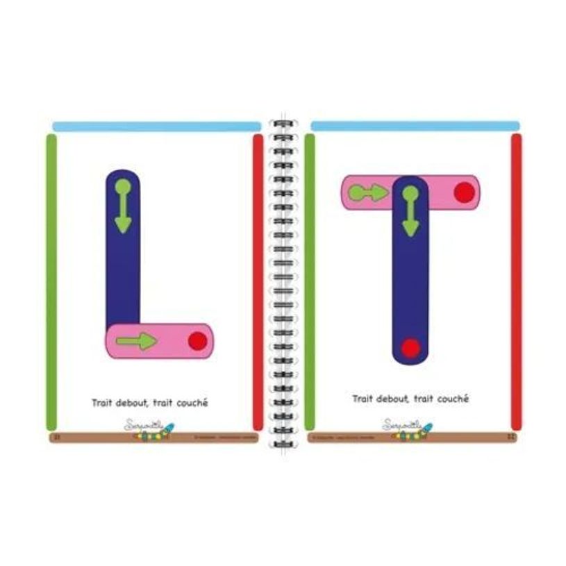 9791090155183-SERPODILE - Cahier d'apprentissage spiralé majuscule bâton - A5 - 44 pages -effaçable avec 1 stylo--1