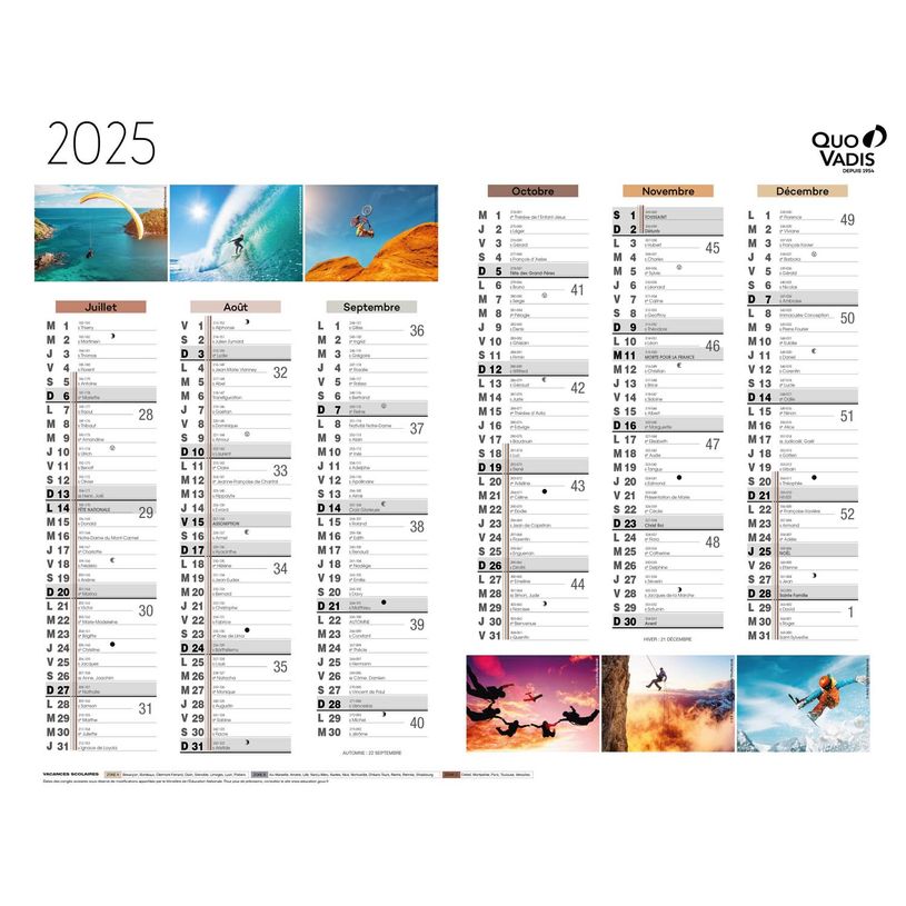 3371010517756-Quo Vadis - Calendrier éphéméride - 2025 - Français - Fantaisie - Multicolore - 12 mois de janvier à décembre - 27x21 cm - Papier Clairefontaine -P_405187296_2-1